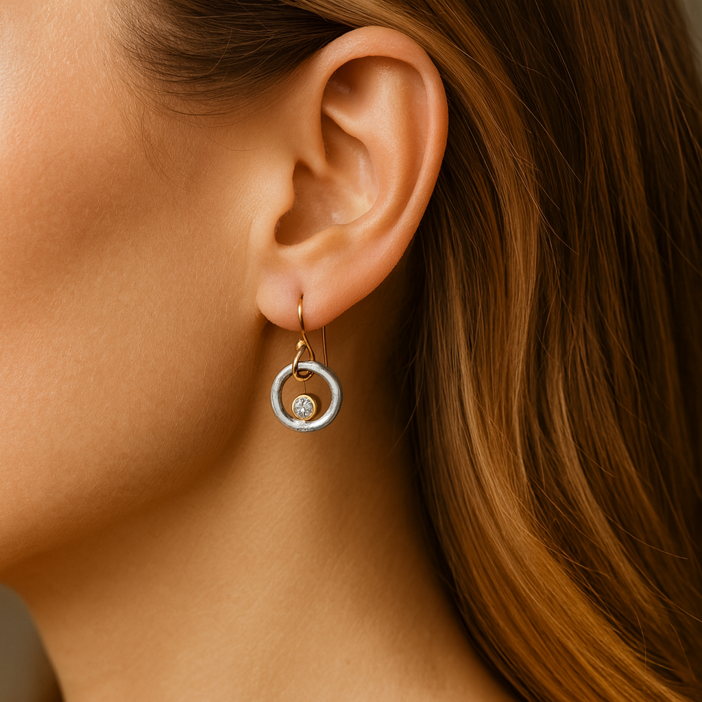 Marlena - Orecchini retrò in oro e argento