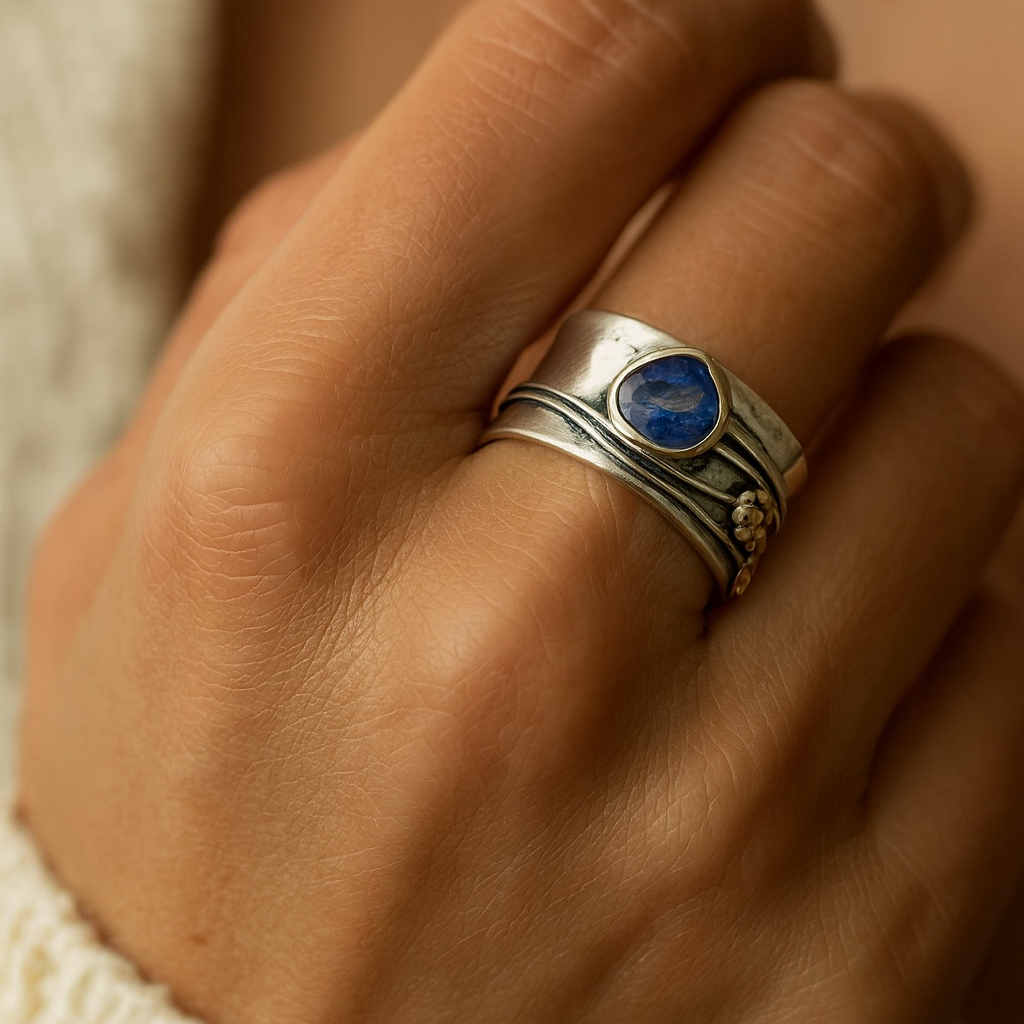 Gertrude – Anello da meditazione bohémien con pietra preziosa