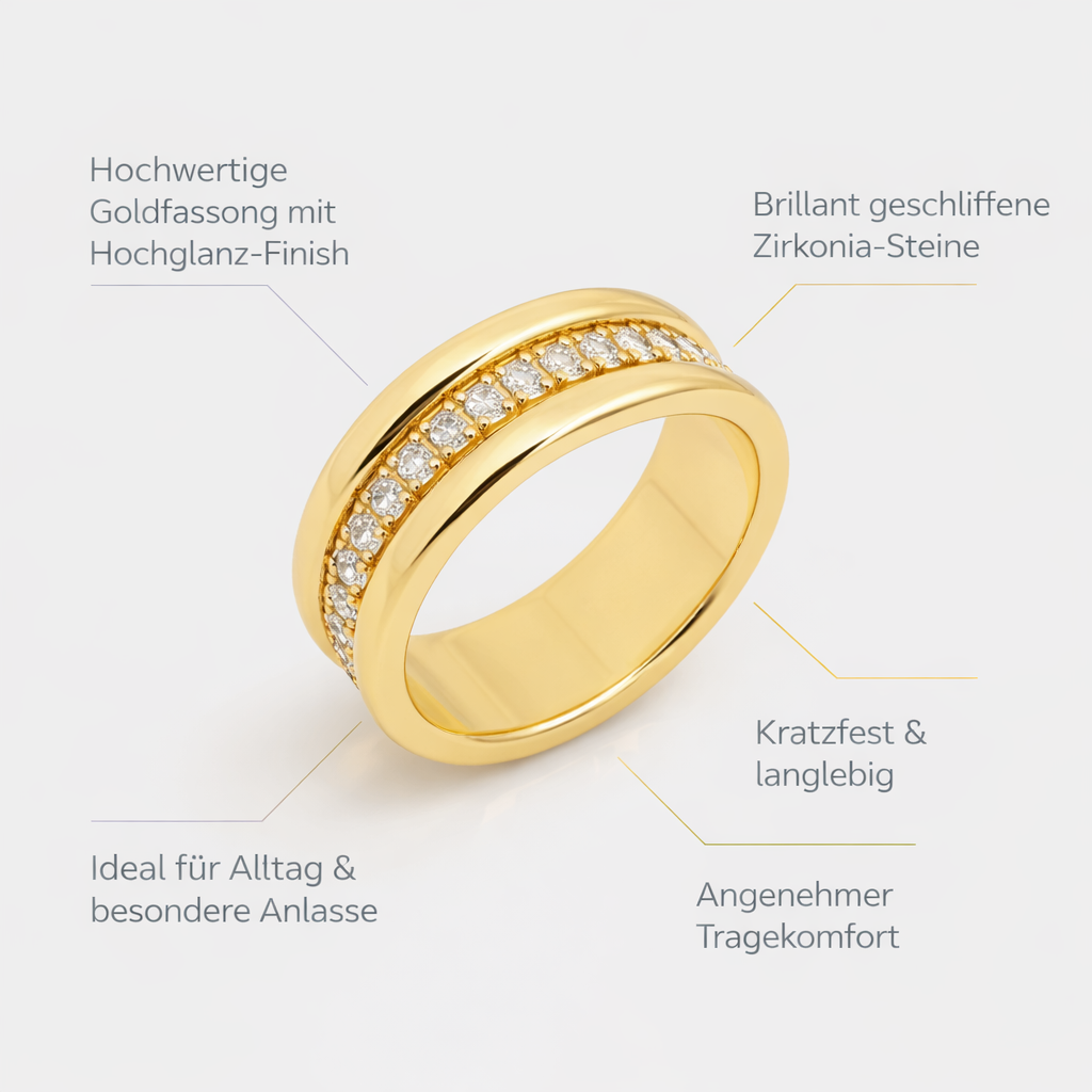 Anello elegante in zirconio con doppio inserto