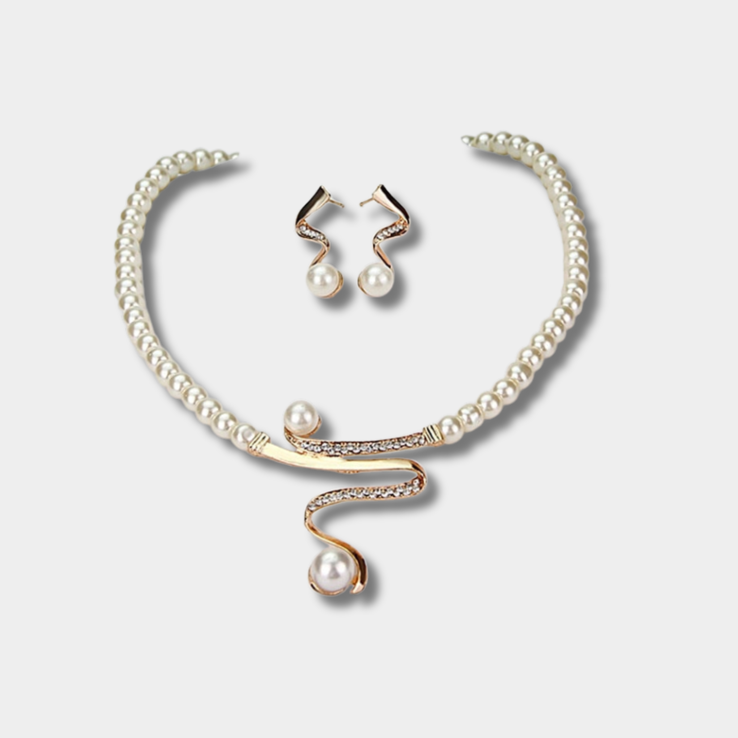 Fabienne – Collier di perle naturali + set di orecchini