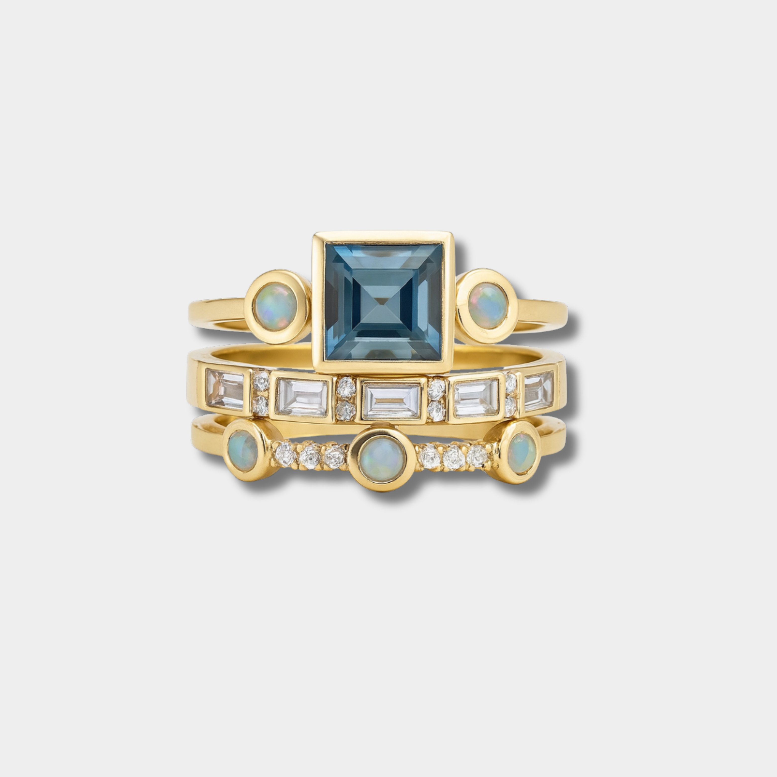 Anello vintage con cristallo blu