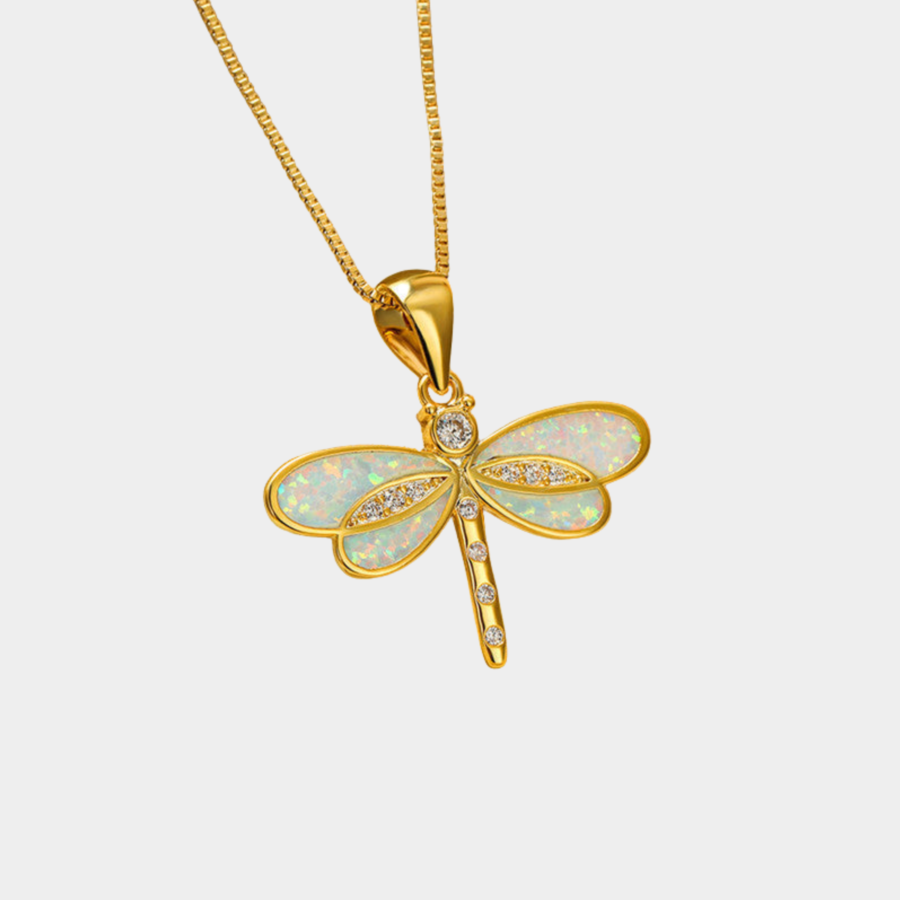 Collier dorato a farfalla con opale