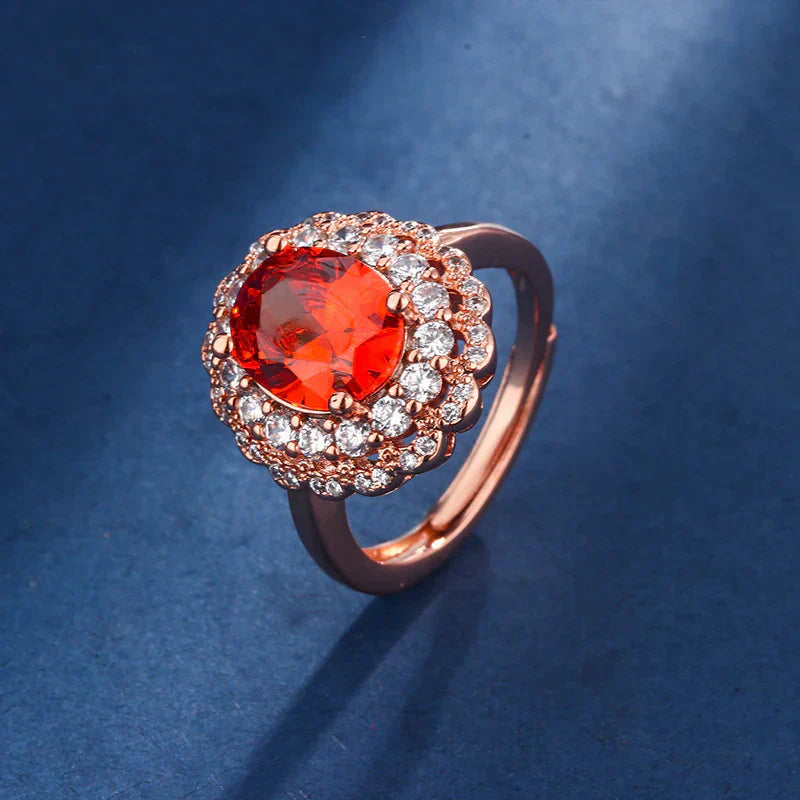 Rebeka – Orecchini in rubino con montatura in cristallo.