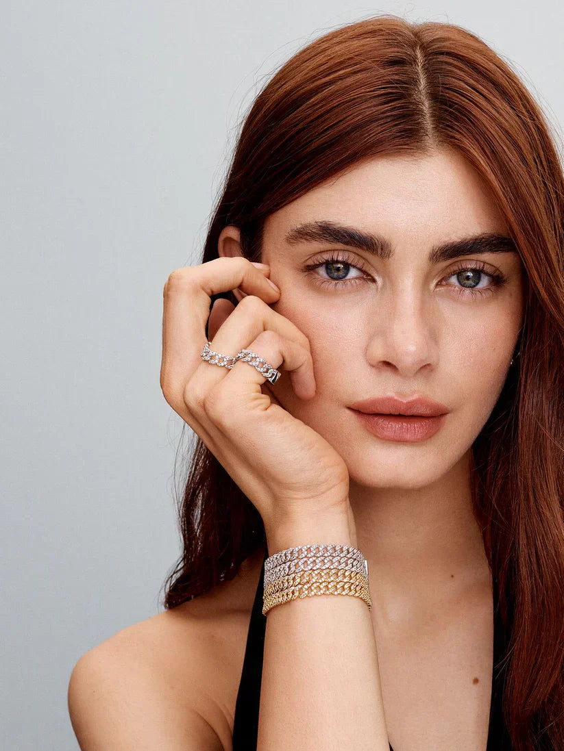 Bracciale cubano con moissanite