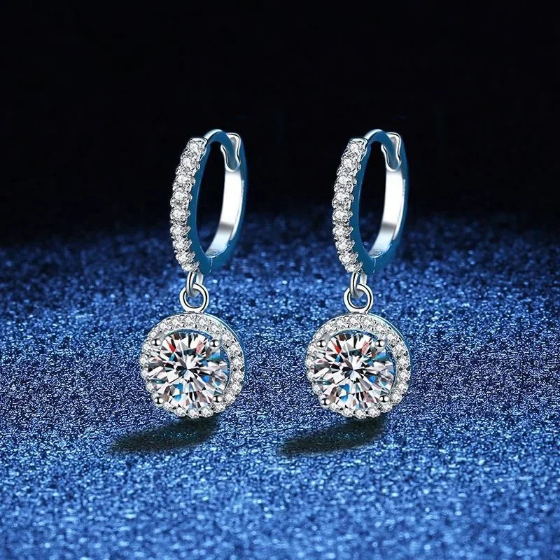 Orecchini in argento sterling 925 con 1 carato di moissanite