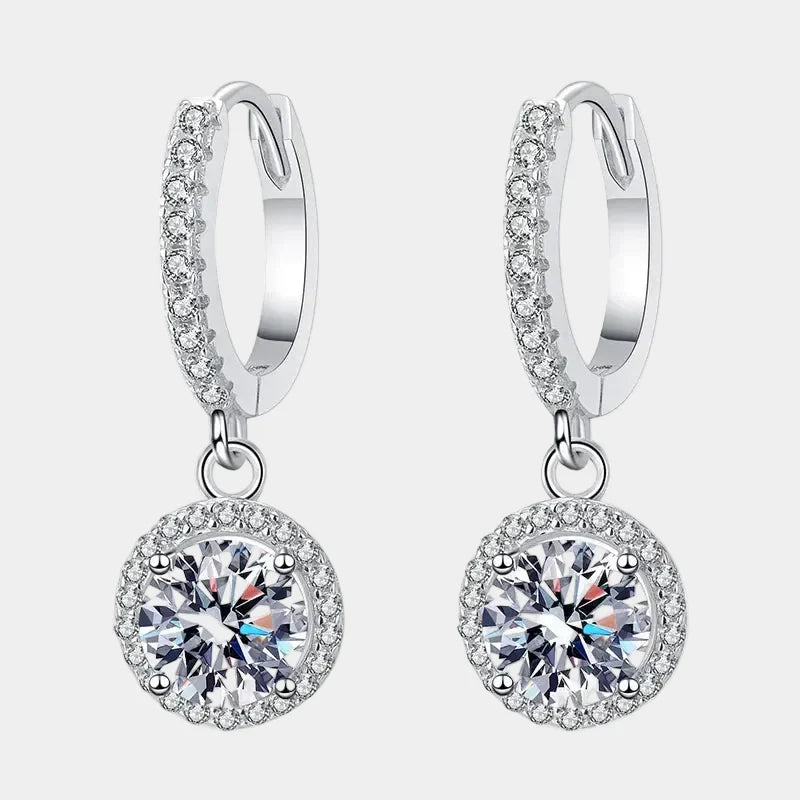 Orecchini in argento sterling 925 con 1 carato di moissanite