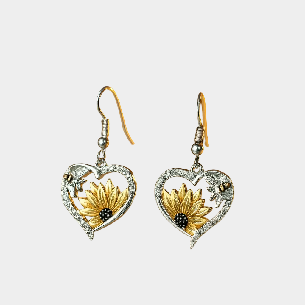 Orecchini vintage Boho a cuore con girasole e ape