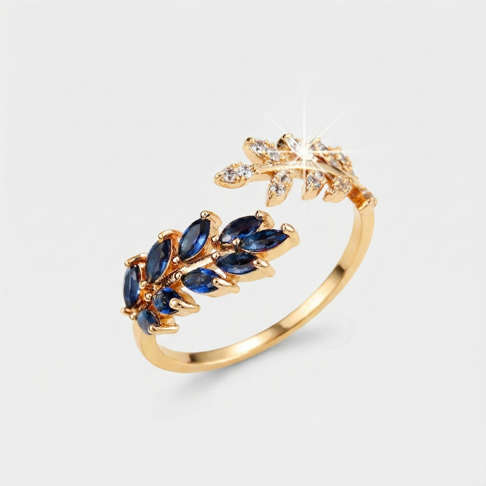 Aurelie – Anello in oro rosso con pietra blu