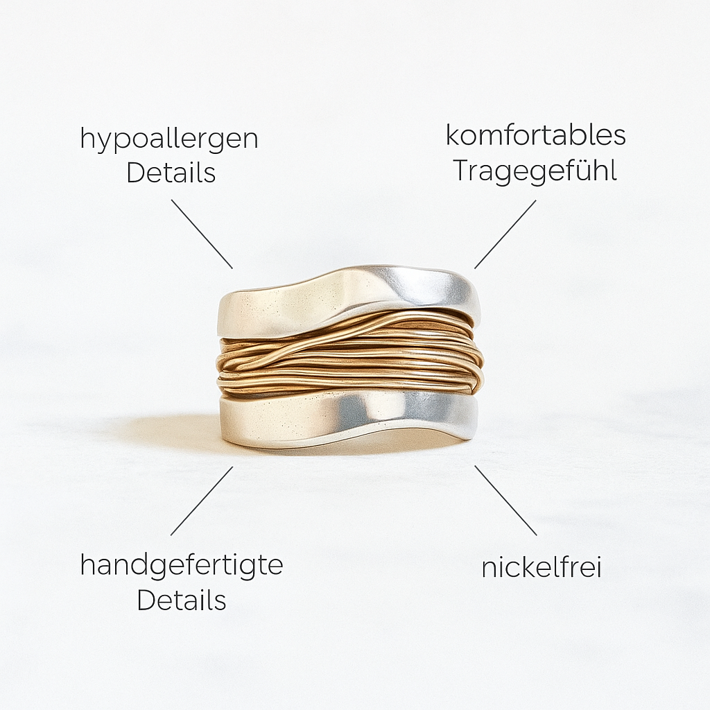 Marie – Anello in argento con fili dorati