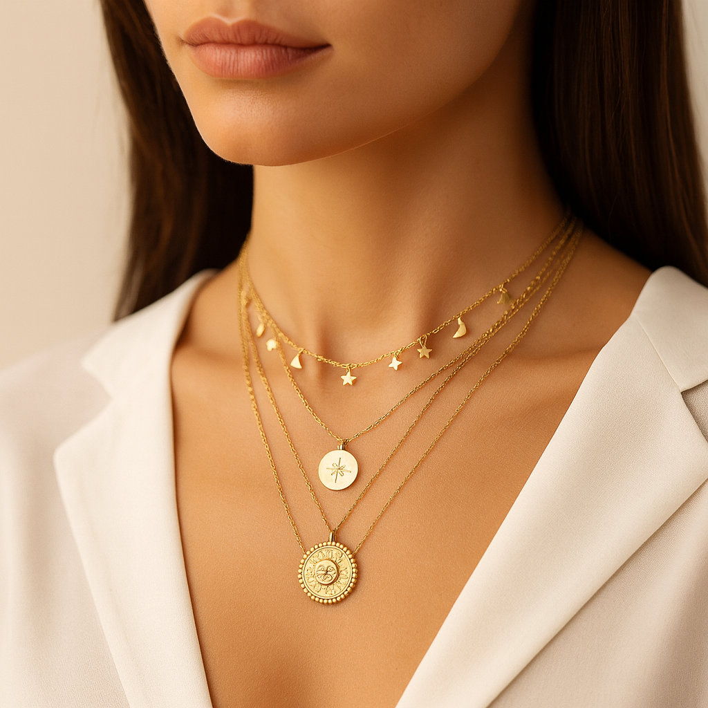 Sophie – Collana in argento a più strati con pendenti discreti