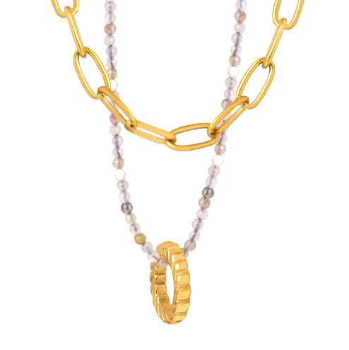 Luisa – Collana dorata a doppio strato con pendente