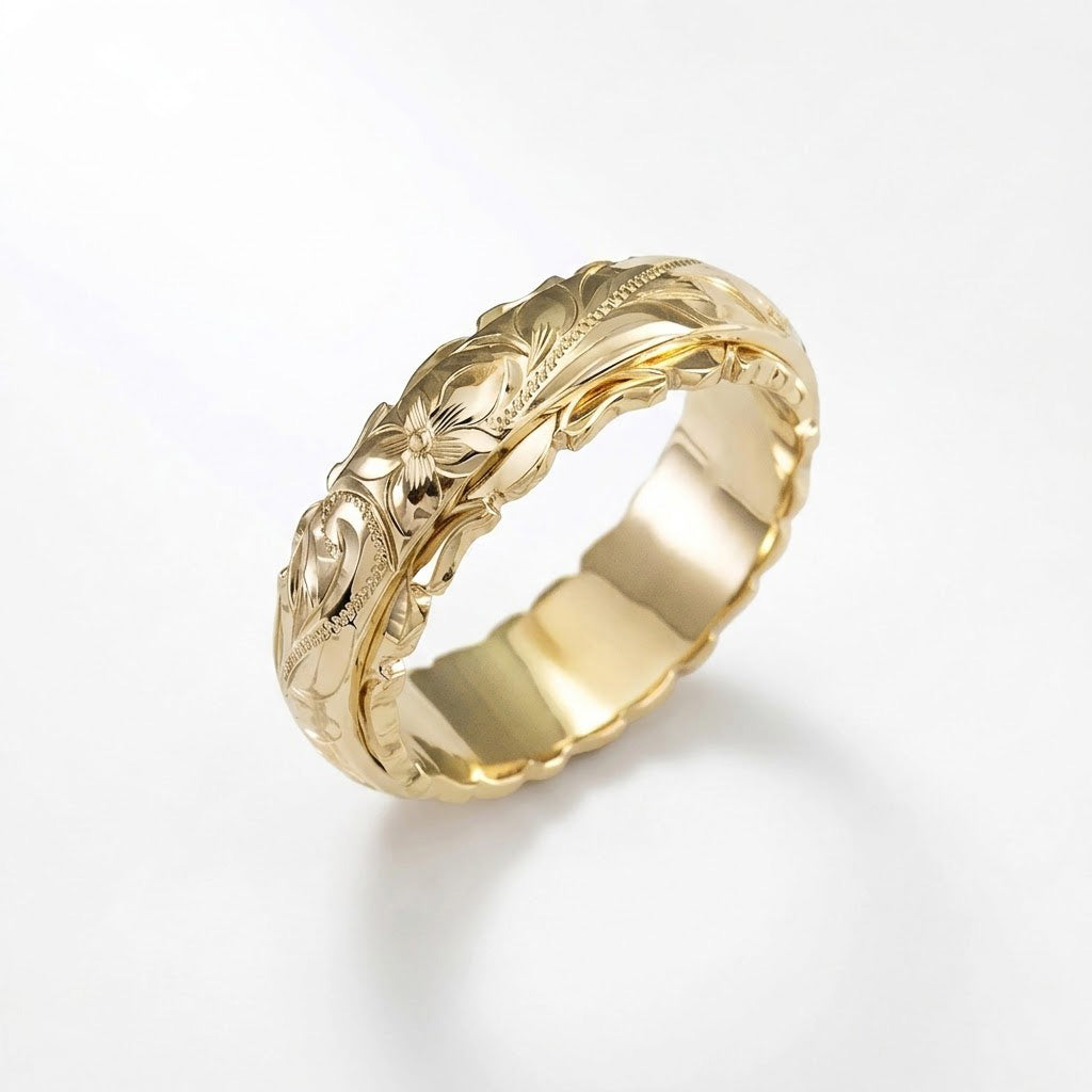 Mila - Anello in oro con fiore ispirato all'antichità